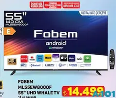 FOBEM ML55EW8000F 55 İNÇ UHD WHALE TV AKILLI TELEVİZYON